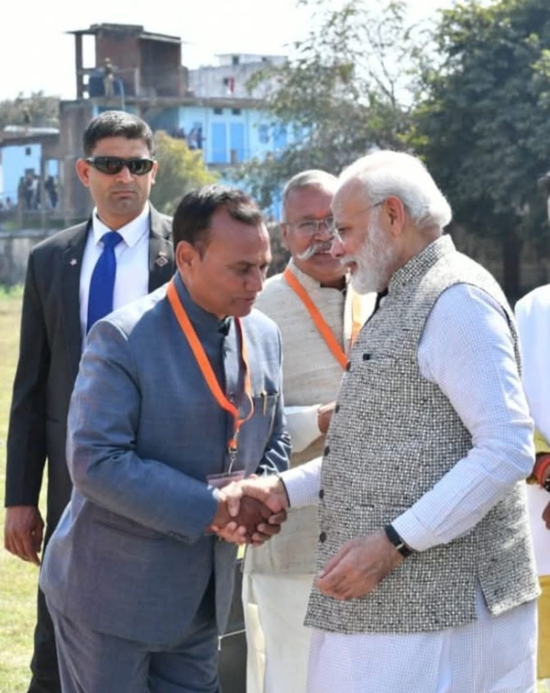 Late Professor Dr. Shyam Kartik Mishra, Founder, Kartikay Group with our Honorable Prime Minister Sri. Narendra Bhai Modi Jee